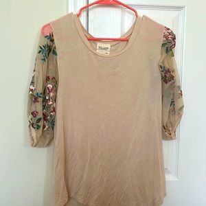 Floral Sheer Sleeve Top